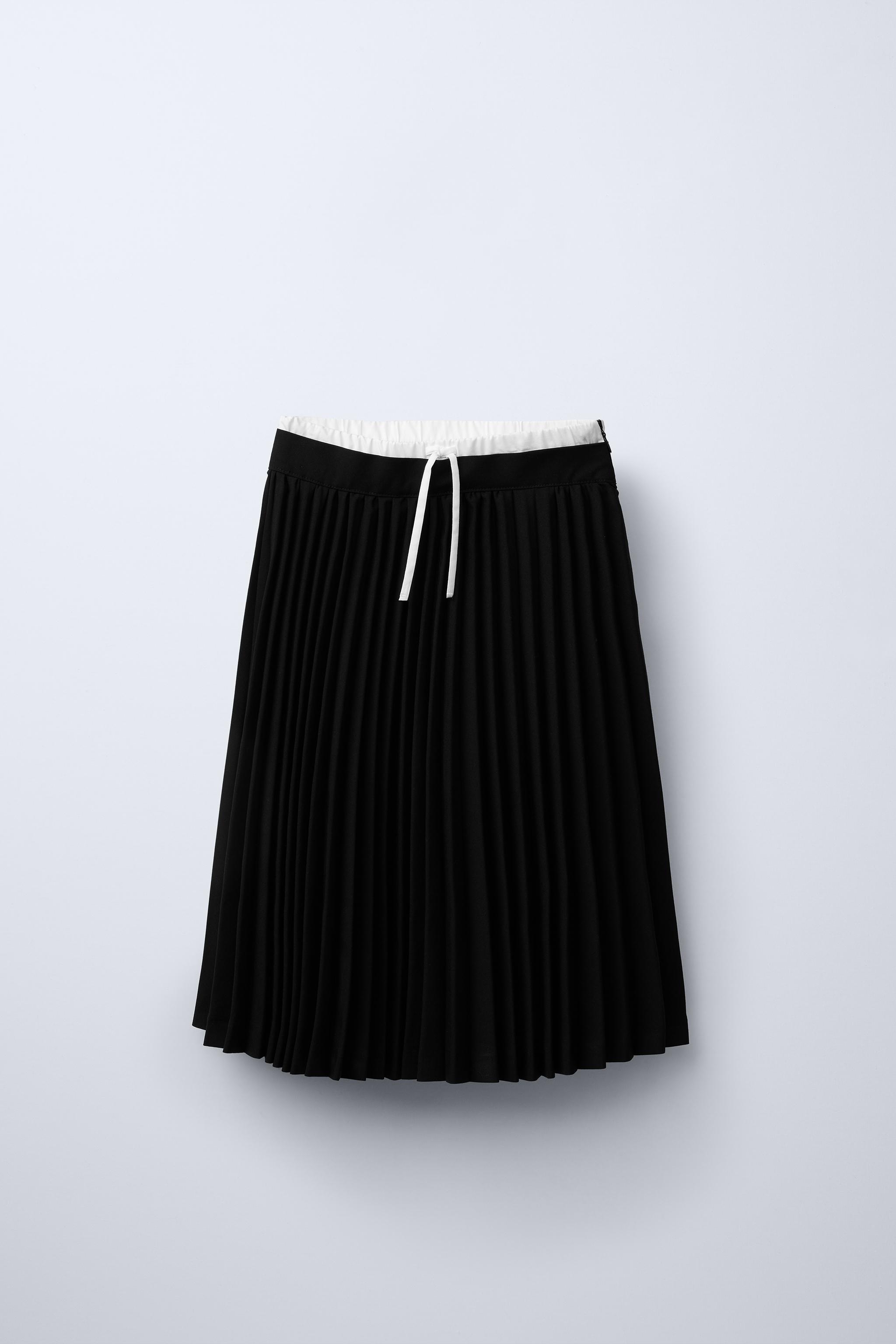 mid length pleated skirts zara