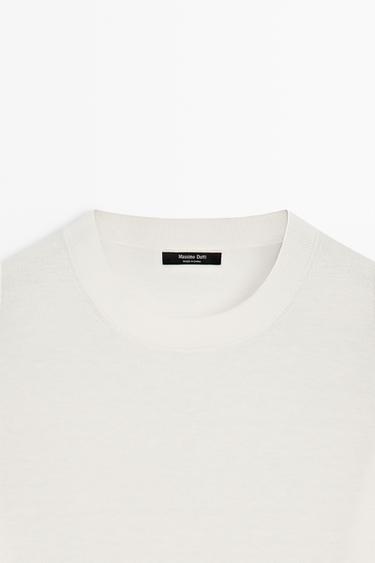 Fine knit round neck sweater — Ecru 2