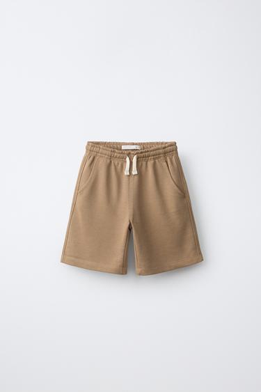 VARSITY JOGGING BERMUDA SHORTS — taupe brown 1