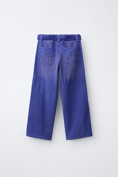 WASHED-EFFECT BELTED TROUSERS — Ink blue 2
