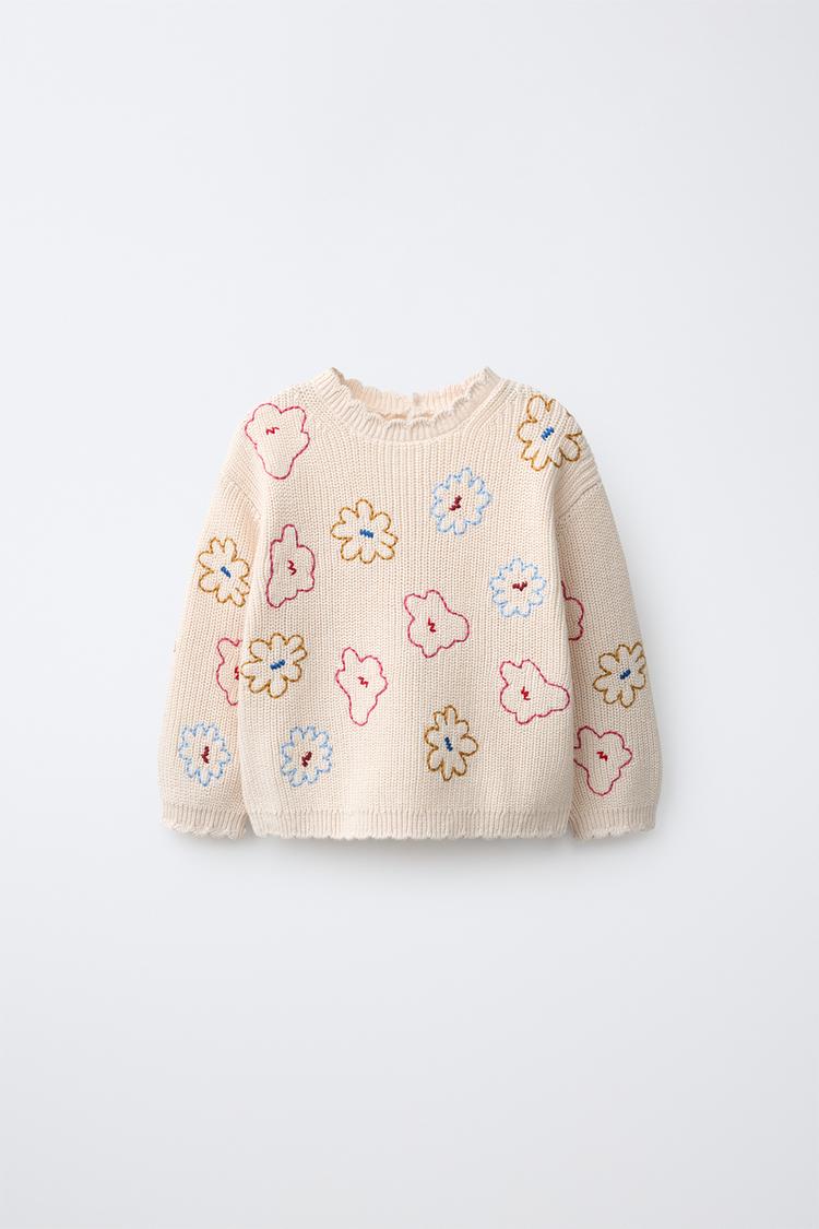 Jersey punto flores bordadas 100 algodon
