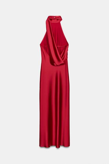 CAMISOLE DRESS WITH CONTRAST LACE - Red by Zara - Image 6