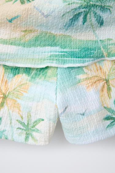 PALM TREE TEXTURED BERMUDA SKORT - Green by Zara - Image 3