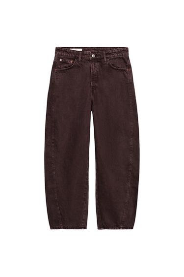JEANS TRF VOLUME CROP CINTURA MÉDIA - Beringela da Zara