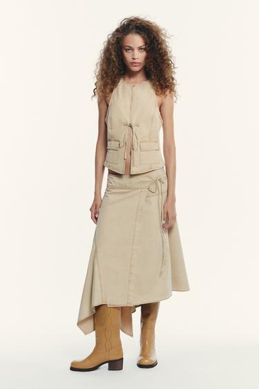 Zara WASHED EFFECT TOP VEST - taupe brown
