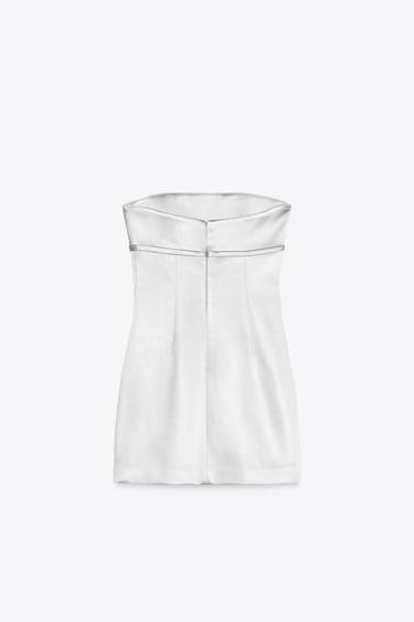 ROBE SATINÉE BUSTIER AVEC LACET - Gris perle de Zara - Image 5