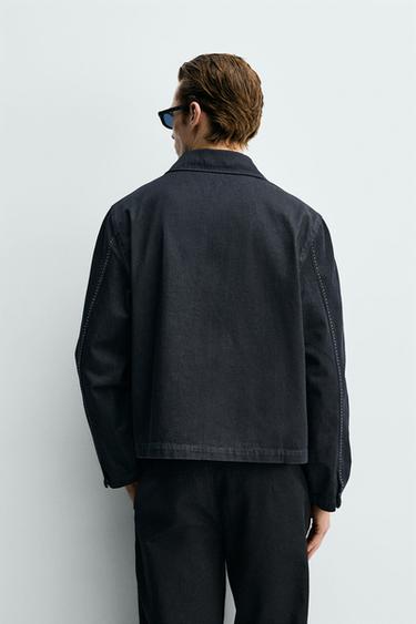CONTRAST TOPSTITCH DENIM JACKET - Indigo by Zara - Image 2
