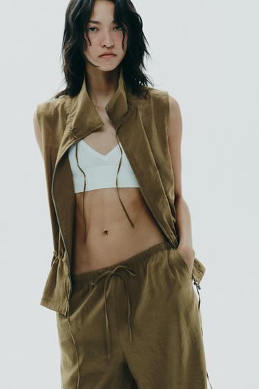 ADJUSTABLE FLOWING GILET - Dark olive by Zara