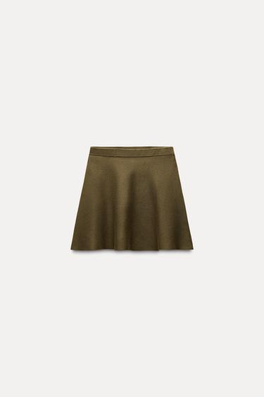 FALDA MINI PUNTO - Khaki de Zara