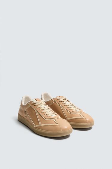 SR_A LEATHER TRAINERS - Sand Brown by Zara