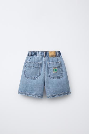 SNOOPY PEANUTS™ DENIM BERMUDA SHORTS - Mid-blue by Zara - Image 1