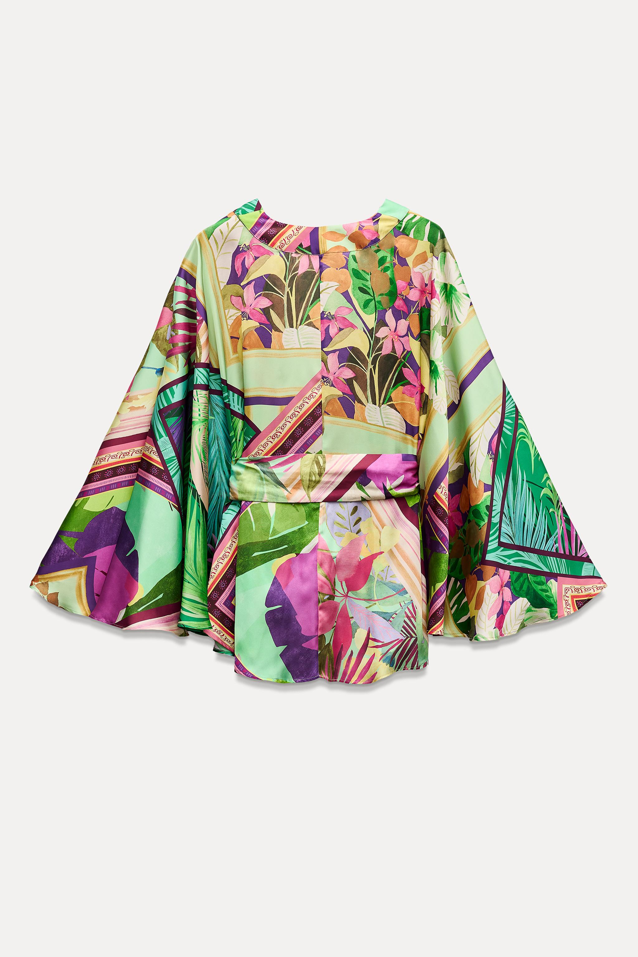 SATIN EFFECT TROPICAL PRINT KIMONO - Multicolored | ZARA United States