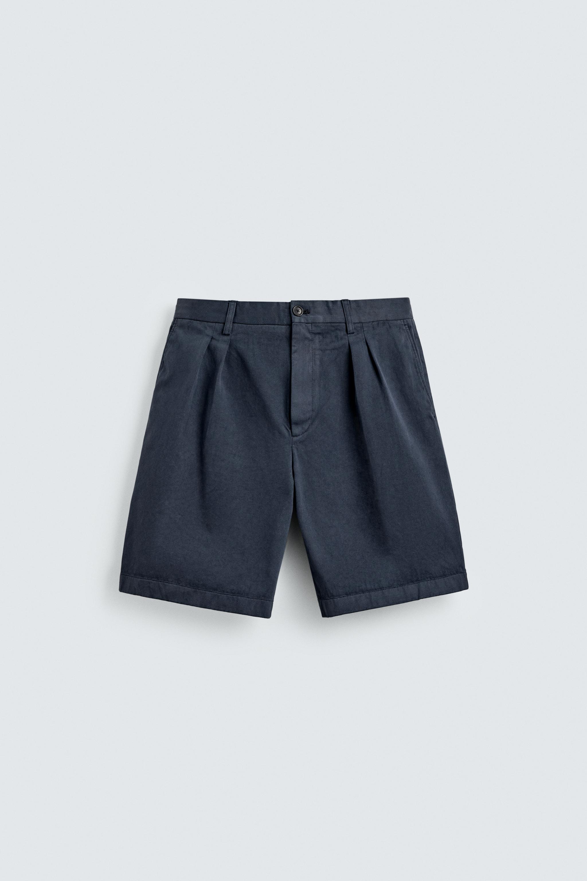 AARON LEVINE X ZARA RELAXED FIT PLEATED SHORTS - Oyster-white