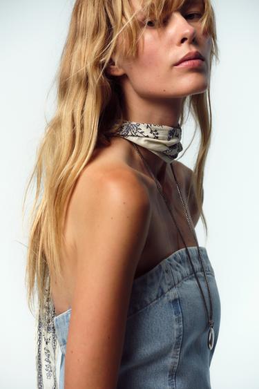 TOP Z1975 EN JEAN BUSTIER - Bleu clair de Zara - Image 3