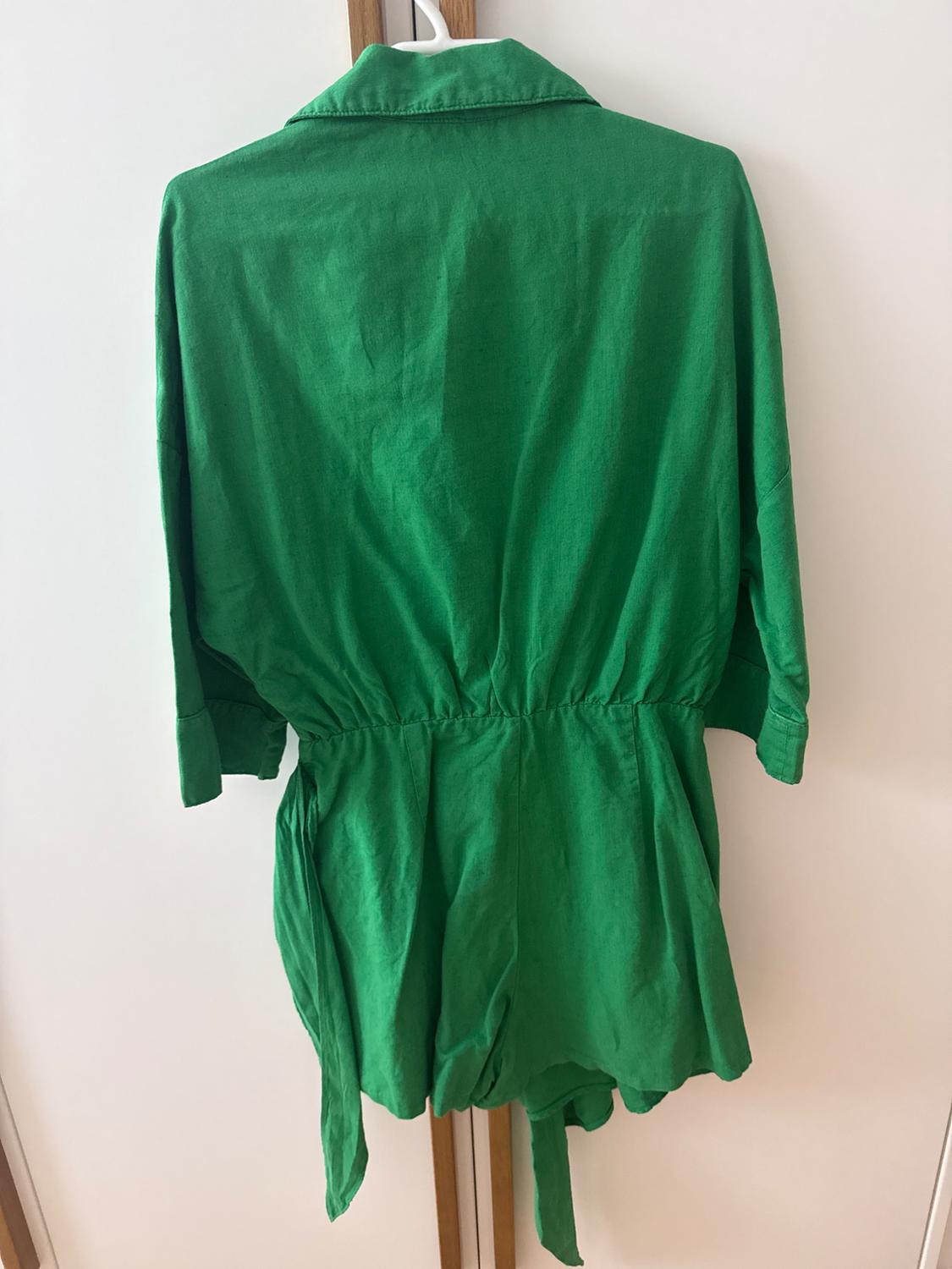 LINEN BLEND PLAYSUIT WITH KNOT DETAIL - Image 2