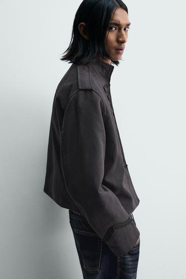 CROPPED FIT FROGGING EMBROIDERY  JACKET - Anthracite grey by Zara - Image 4