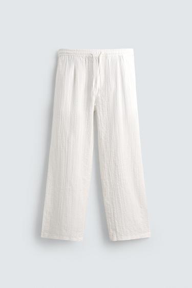 TEXTURED RELAXED FIT TROUSERS - White by Zara - Image 5