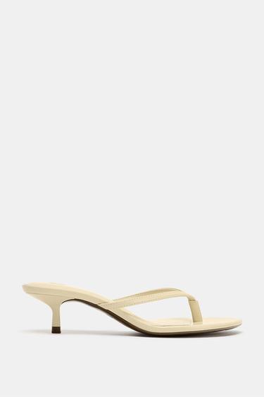 Zara DOUBLE STRAP HEELED SANDALS - Vanilla Yellow - Image 0
