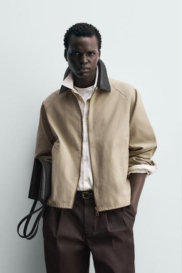 SOBRECAMISA CUELLO CONTRASTE - Camel oscuro de Zara