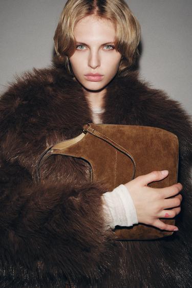 SPLIT SUEDE MINI TOTE BAG - Brown by Zara - Image 0