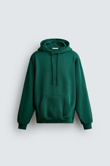 Zara BASIC HEAVYWEIGHT HOODIE - Green