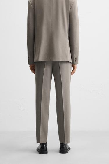 HERRINGBONE SUIT TROUSERS - Brown / Taupe by Zara - Image 2