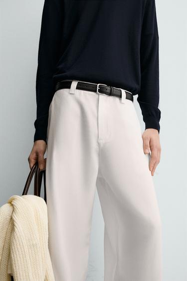 PANTALON FLUIDE PLIS LATÉRAUX - Blanc de Zara - Image 5