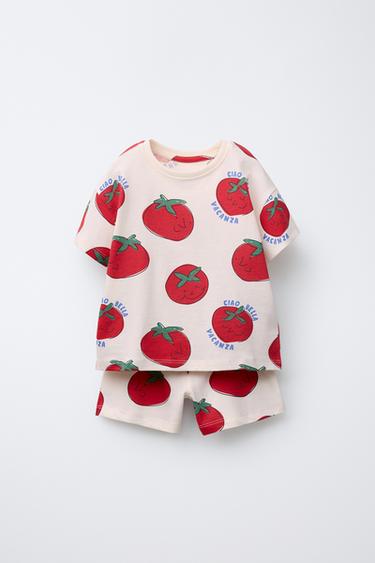 2-6 YEARS/ TOMATO T-SHIRT AND BERMUDA PYJAMAS - Ecru by Zara - Image 0
