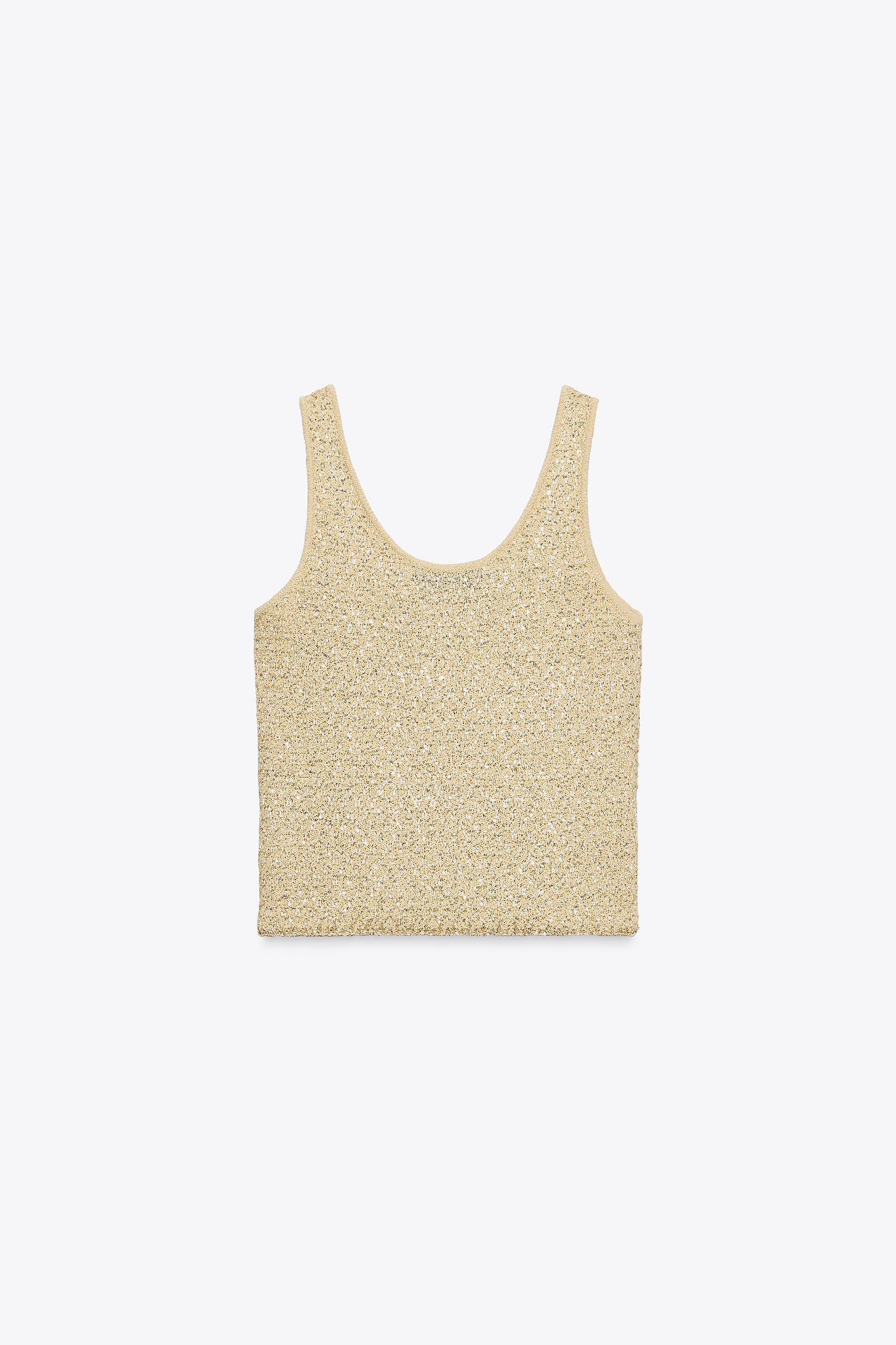 SEQUIN KNIT TOP Butter ZARA United Kingdom - Main Image