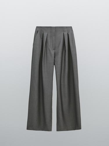 Zara 100% wool darted trousers - STUDIO - Gray