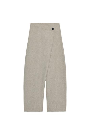 Zara WRAP FRONT BUTTON PANTS - Gray