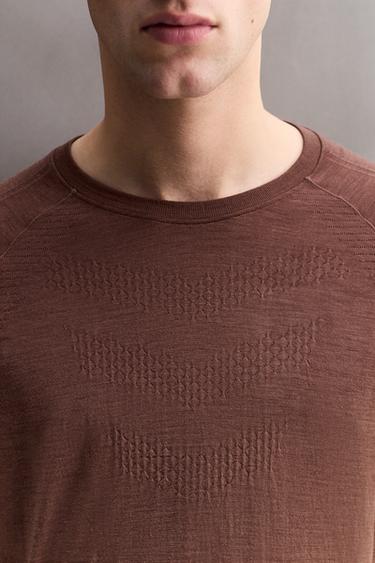 WOOL BLEND TECHNICAL T-SHIRT - Brown by Zara - Image 4