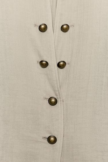 RUSTIC BUTTONED BLAZER - Grey green by Zara - Image 5