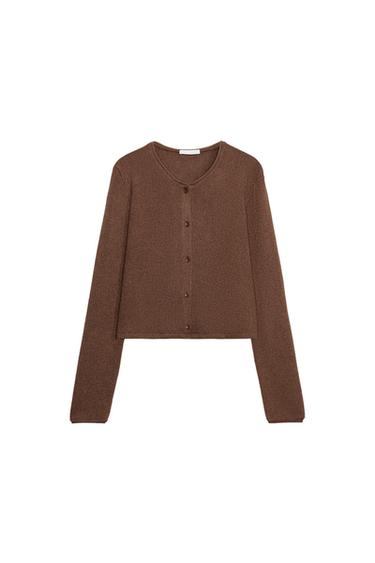 GILET BOUTONS MANCHES LONGUES - Marron de Zara