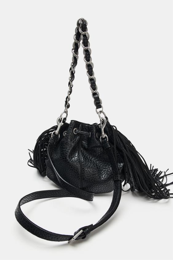 FRINGED SHOULDER BAG - Black by Zara - Image 3