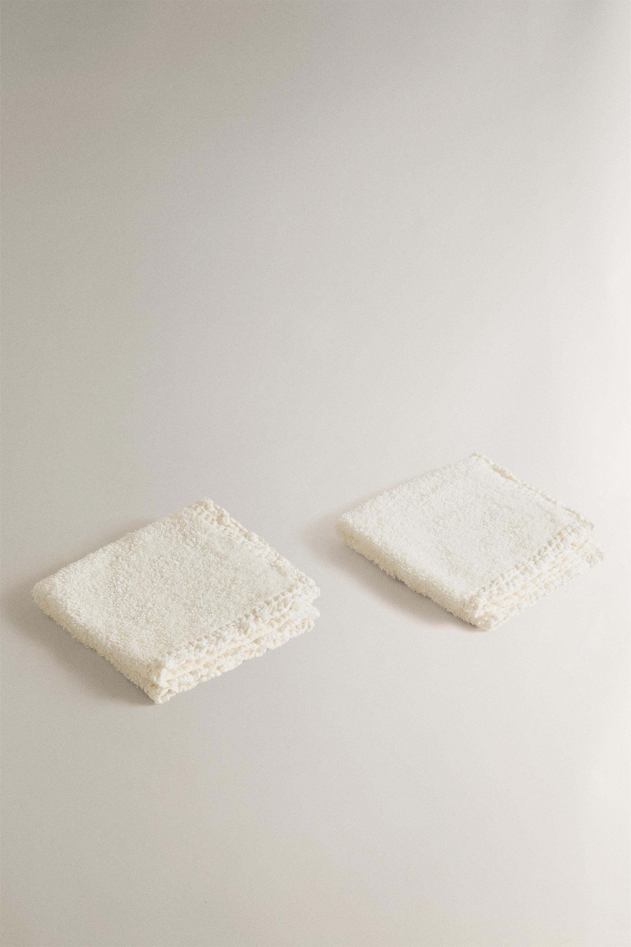 CROCHET EDGE FACECLOTH PACK (PACK OF 2) — Ivory