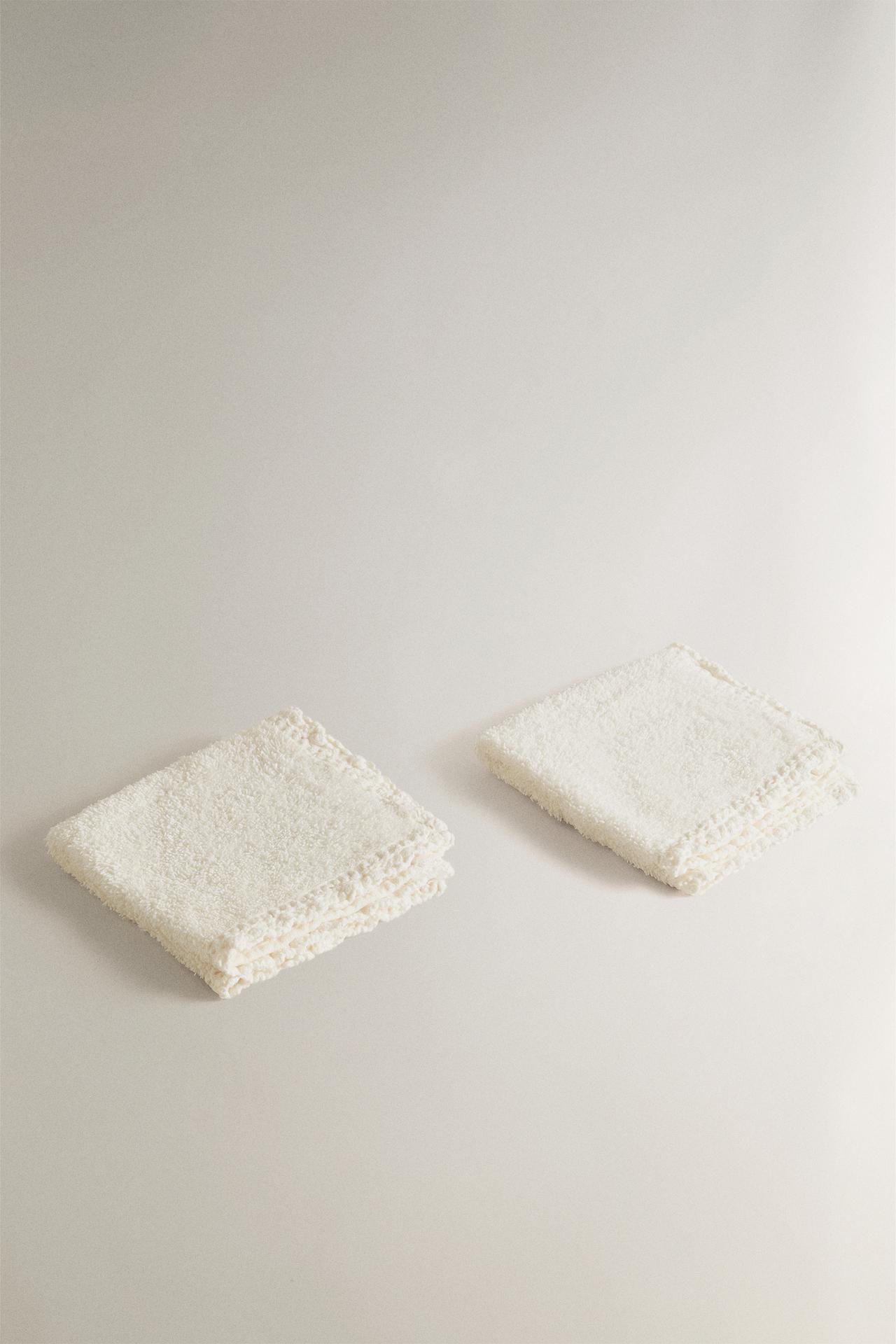 CROCHET EDGE GUEST TOWEL 2-PACK — Ivory