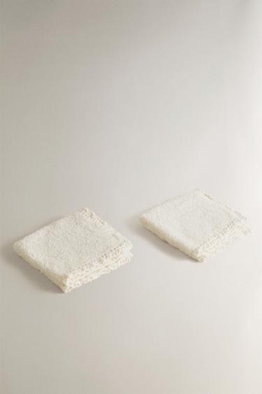 CROCHET EDGE GUEST TOWEL 2-PACK — Ivory 2