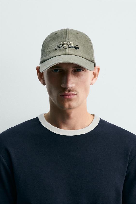 WASHED EMBROIDERED TEXT CAP from Zara - $29.90