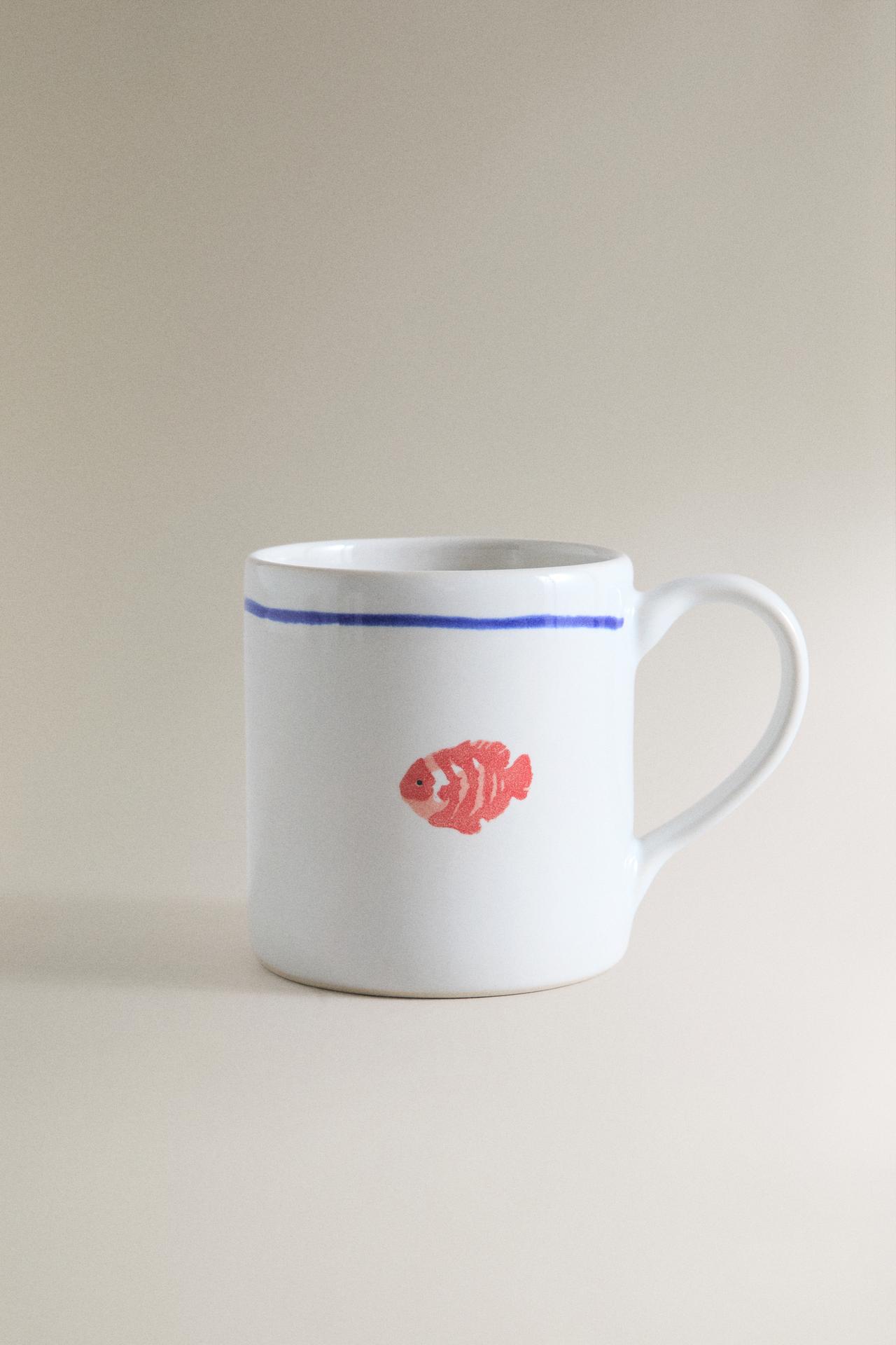MARINE ANIMAL STONEWARE MUG — Blue