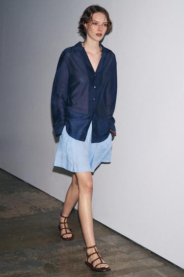 ZW COLLECTION SILK SHIRT - Ink blue by Zara - Image 4