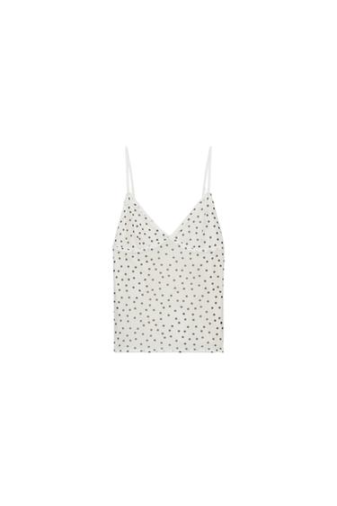 POLKA DOT PRINT TULLE TOP - Black / White by Zara