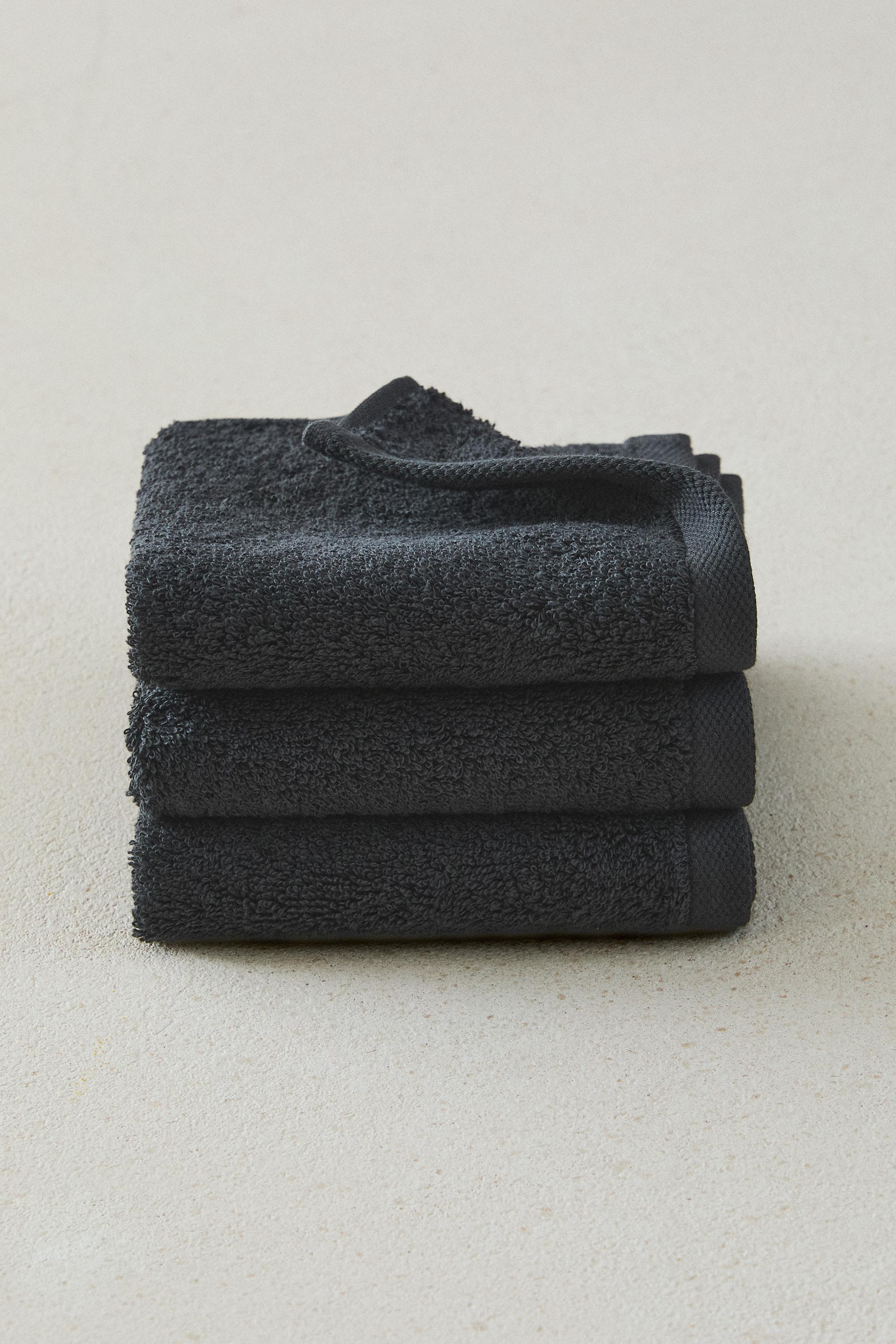 PREMIUM COTTON HAND TOWELS (PACK OF 3) — Anthracite grey