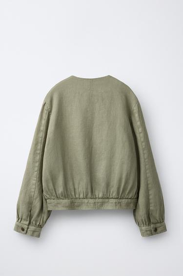BLOUSON 100 % LIN - Kaki de Zara - Image 1