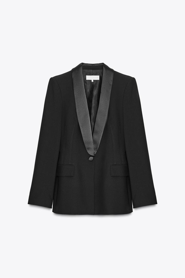 Telier Blazer Blazer Solapa Smoking Zara Negra Estilo Smoking