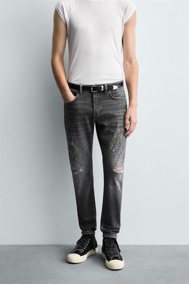 RIPPED SKINNY FIT JEANS - Grey by Zara