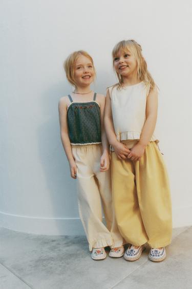 EMBROIDERED BALLET FLATS - Ecru White by Zara - Image 1