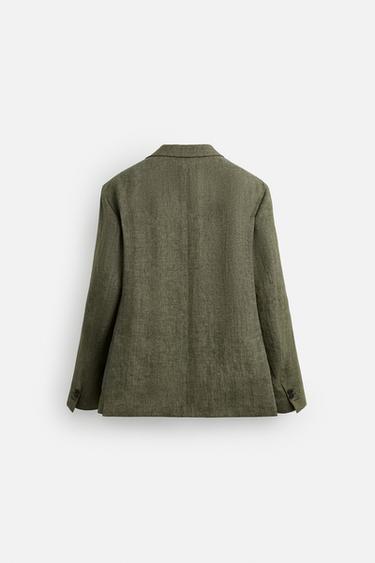 BLAZER COSTUME 100 % LIN - Kaki foncé de Zara - Image 6