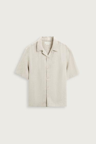CAMISA RELAXED FIT LINO - Beige claro de Zara