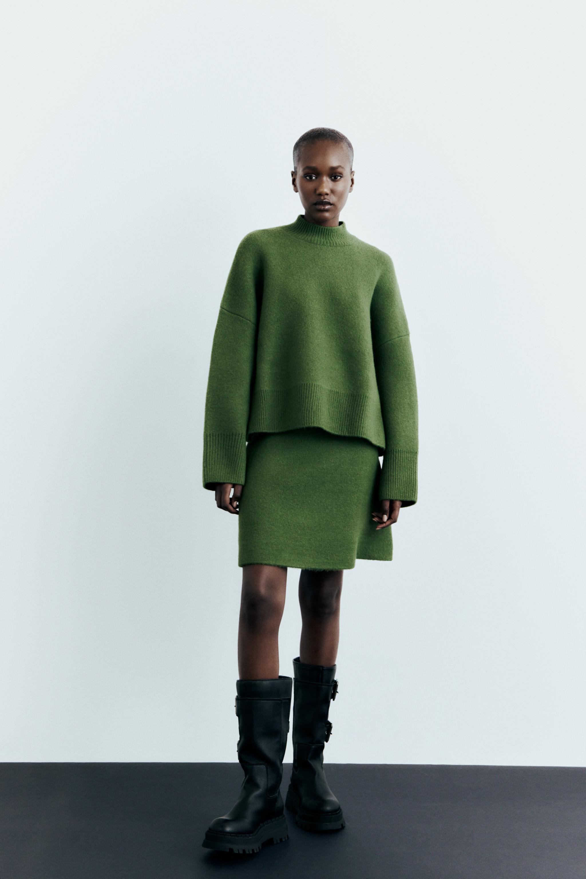 Zara Womens Sweatshirt Small Green Pullover Hoodie Pocket Lightweight  Distressed